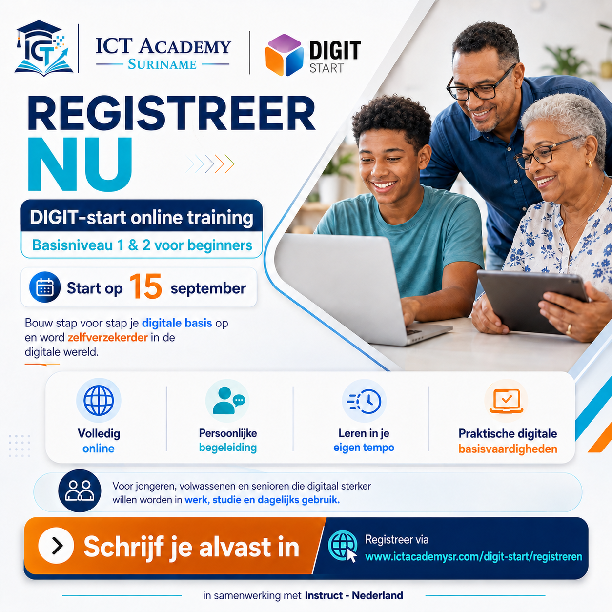 Advertentie voor DIGIT Start Basisniveau 1 en 2 met startdatum 15 september