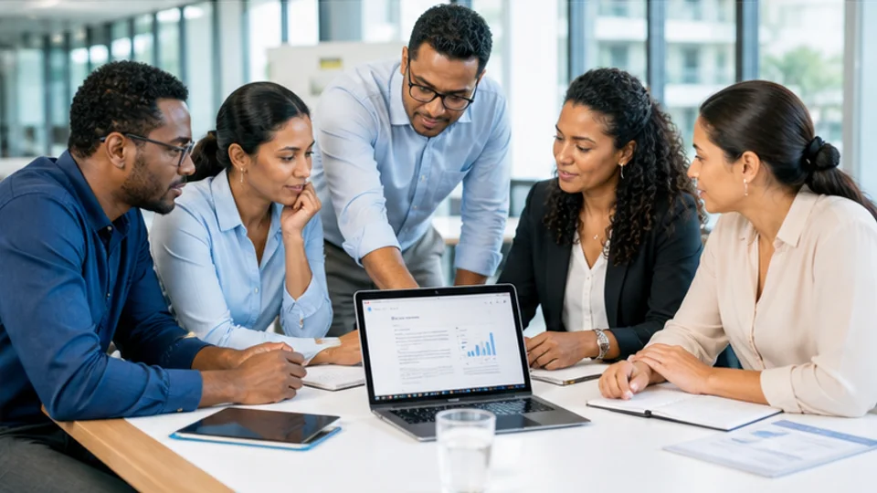 Professionals beoordelen samen AI-uitvoer en bespreken de gevolgen voor hun werkproces.